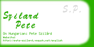 szilard pete business card